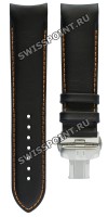 Черный кожаный ремешок Tissot T600028551, теленок, интегрированный, оранжевая прострочка, стальная клипса, для часов Tissot Couturier T035.407, T035.410, T035.428, T035.446