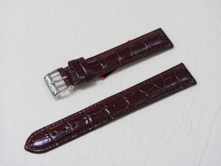 Коричневый кожаный ремешок из кожи теленка STAILER ORIGINAL 1082-1811 размер (18/16 мм), длина L (120 / 80 мм) с тиснением под кожу крокодила
