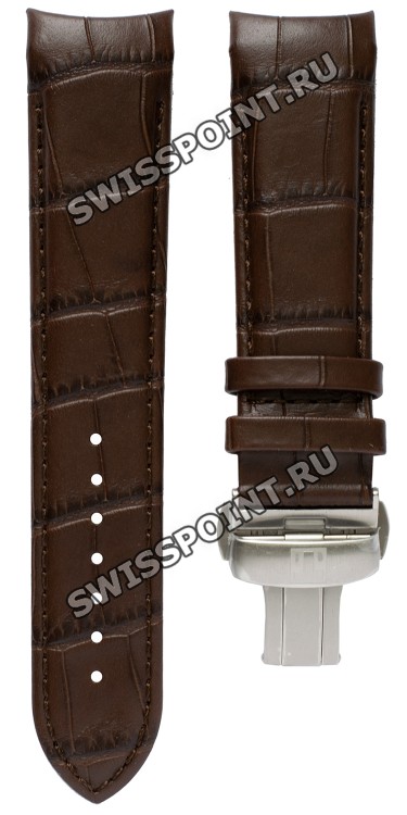 Коричневый кожаный ремешок Tissot T600028567, имитация крокодила, интегрированный, стальная клипса, для часов Tissot Couturier T035.410, T035.407, T035.428, T035.446