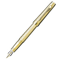 Ручка PARKER S0887930 Premier - Deluxe Graduated Chiselling GT, перьевая ручка, F (№ 127)