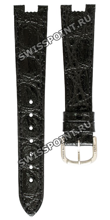 Черный кожаный ремешок Balmain B0720074, 19/14, с вырезом, стальная пряжка, для часов Balmain 8003, 8005, 8007