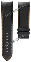 Черный кожаный ремешок Tissot T610028614, оранжевая прострочка для часов Tissot T-Trend Couturier T035.614, T035.627