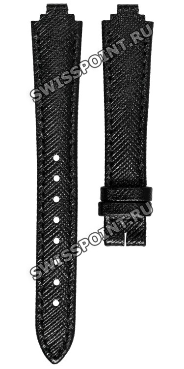 Черный кожаный ремешок Balmain B1730135, 15/12, с фигурным вырезом, без замка, для часов Balmain Balmania 3711, 3715