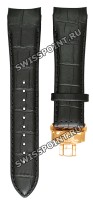 Черный кожаный ремешок Orient QUDCYPRB, 22/20 мм, розовая клипса, с вырезом, для часов Orient FFT00008B