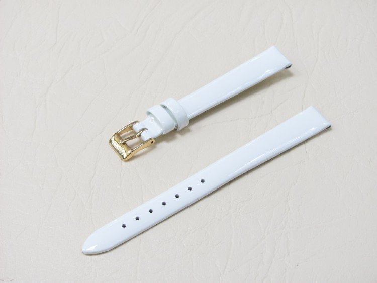 Белый кожаный ремешок из кожи теленка STAILER ORIGINAL 12-10L размер (12/10 мм), длина L (120 / 80 мм) гладкий