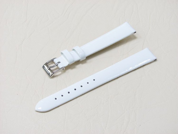 Белый кожаный ремешок из кожи теленка STAILER ORIGINAL 14-12L размер (14/12 мм), длина L (120 / 80 мм) гладкий