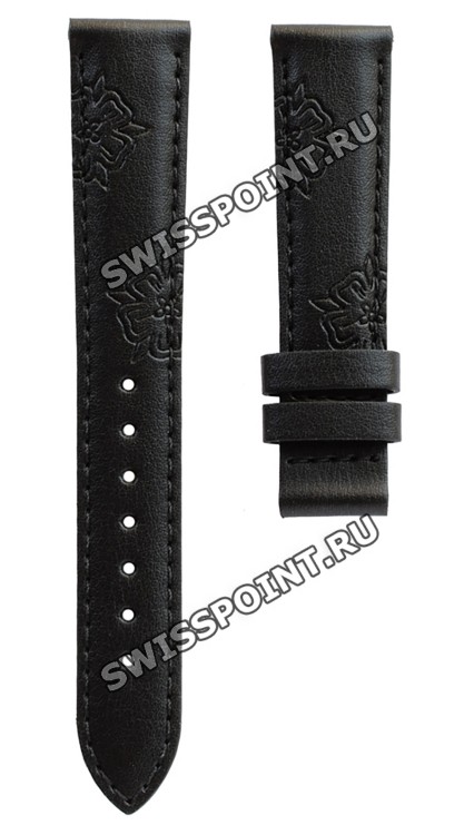 Черный синтетический ремешок Tissot T610035973, 16/14, без замка, с рисунком, для часов Tissot Lady Heart T050.207, T050.217
