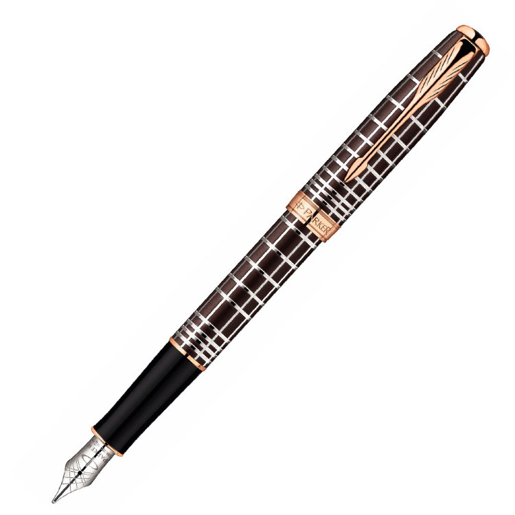 Ручка PARKER 1859480 Sonnet - PREMIUM Brown Rubber Lacquer PGT, перьевая ручка, F, BL (№ 11)