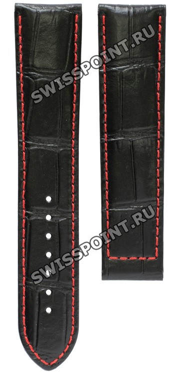 Черный кожаный ремешок Certina C610018240, 22/20, красная прострочка, без замка, для часов Certina DS-2 C024.447