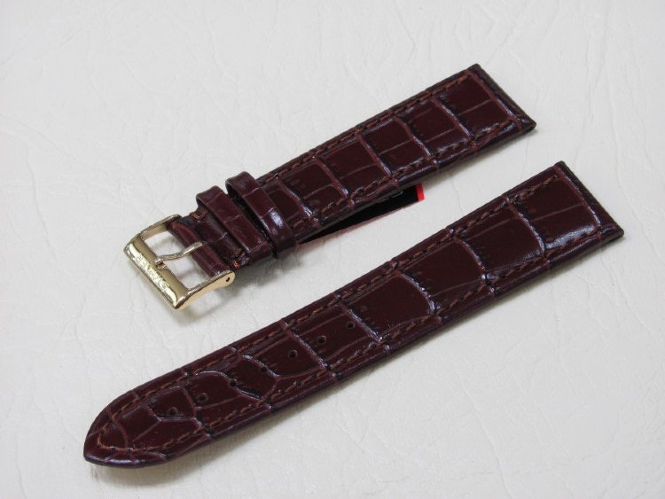 Коричневый кожаный ремешок из кожи теленка STAILER ORIGINAL 1012-2212 размер (22/20 мм), длина L (120 / 80 мм) с тиснением под кожу крокодила