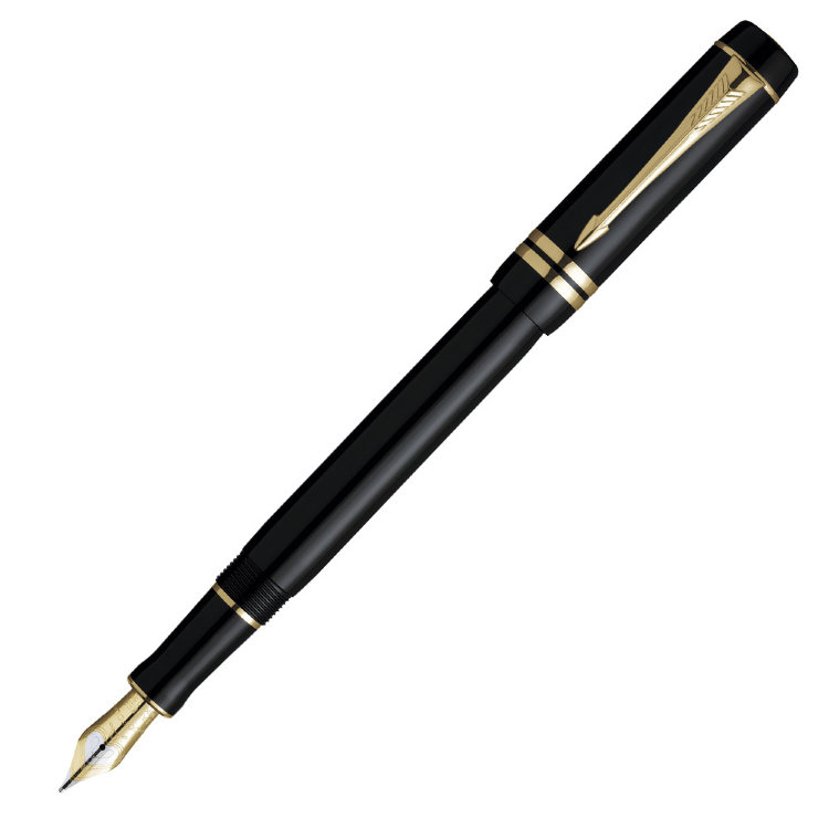 Ручка PARKER S0690410 Duofold - Black GT International, перьевая ручка, F (№ 41)