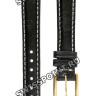 Черный кожаный ремешок Tissot T600013336, теленок, 12/10, белая прострочка, желтая пряжка, для часов Tissot PR 50