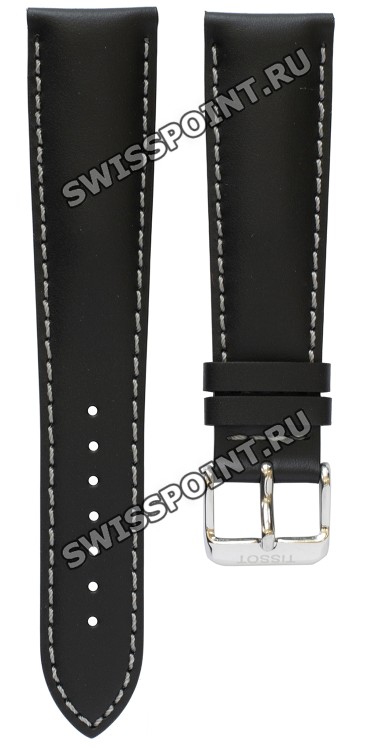 Черный кожаный ремешок Tissot T600029293, удлиненный, 22/18 XL, белая прострочка, стальная пряжка, для часов Tissot V8 T039.417