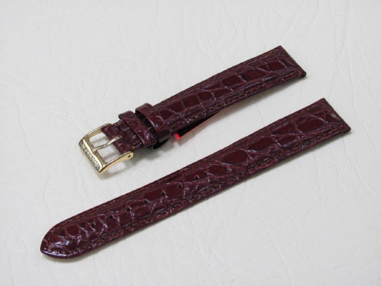 Коричневый кожаный ремешок из кожи теленка STAILER ORIGINAL 1042-1812 размер (18/16 мм), длина L (120 / 80 мм) с тиснением под кожу крокодила