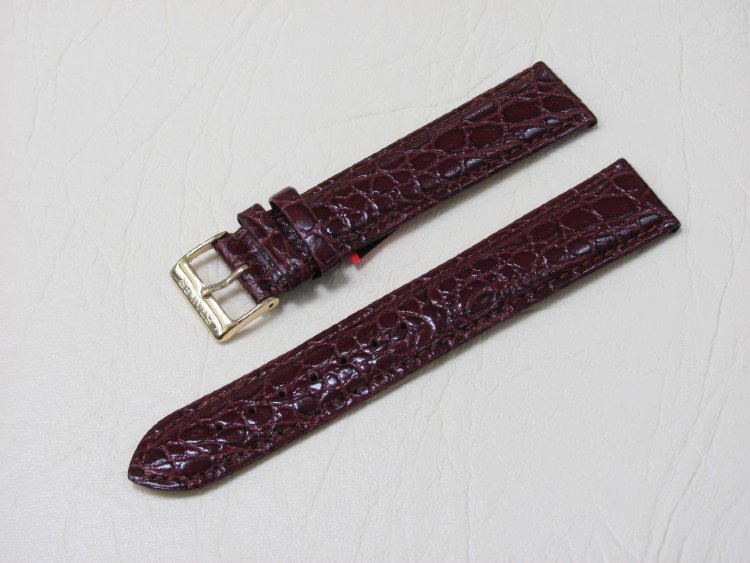 Коричневый кожаный ремешок из кожи теленка STAILER ORIGINAL 1042-2012 размер (20/18 мм), длина L (120 / 80 мм) с тиснением под кожу крокодила