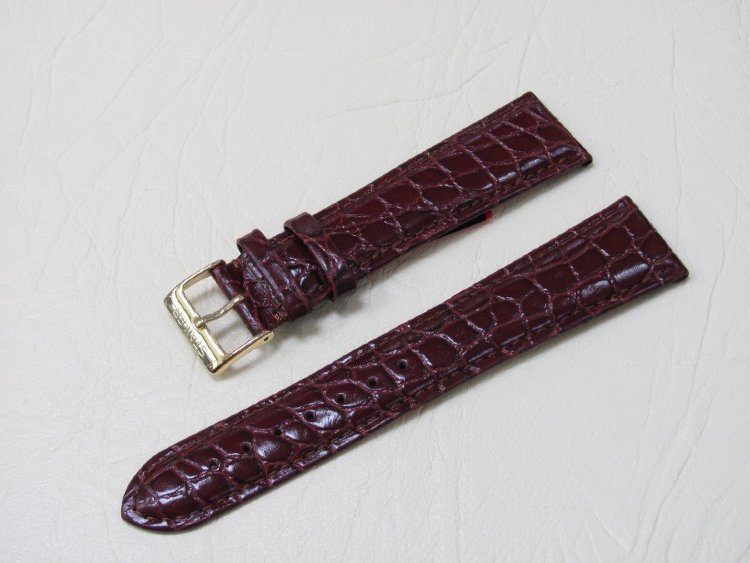 Коричневый кожаный ремешок из кожи теленка STAILER ORIGINAL 1042-2212 размер (22/18 мм), длина L (120 / 80 мм) с тиснением под кожу крокодила