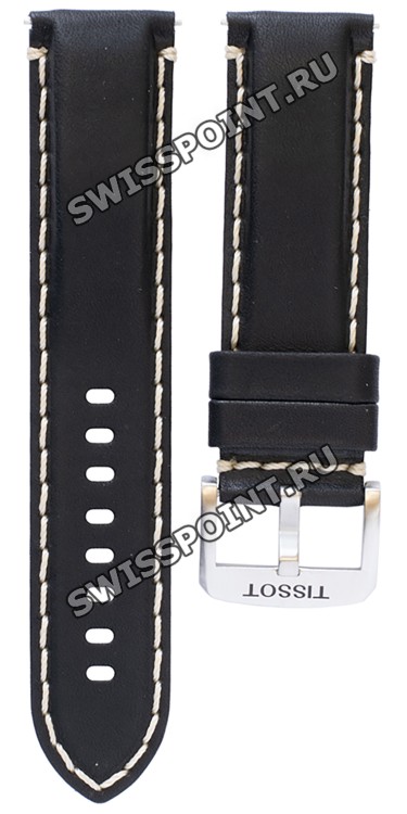 Черный кожаный ремешок Tissot T600044982 / T610044983, теленок, 22/22, стальная пряжка, для часов Tissot SuperSport Chrono T125.617