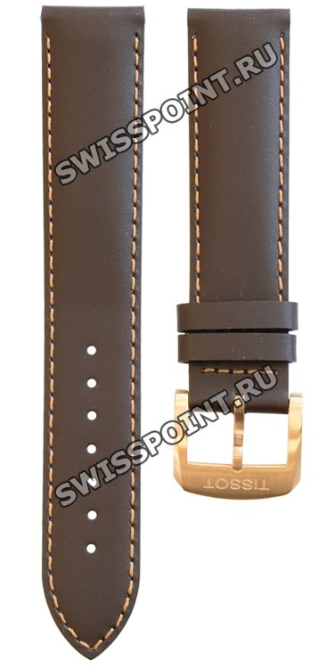Коричневый кожаный ремешок Tissot T600037981, удлиненный, 19/18 XL, имитация крокодила, розовая пряжка, для часов Tissot Quickster T095.417, T095417A