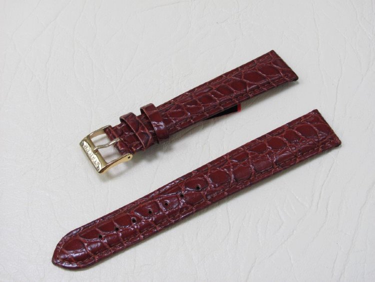 Коричневый кожаный ремешок из кожи теленка STAILER ORIGINAL 1045-1812 размер (18/16 мм), длина L (120 / 80 мм) с тиснением под кожу крокодила