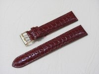 Коричневый кожаный ремешок из кожи теленка STAILER ORIGINAL 1045-2012 размер (20/18 мм), длина L (120 / 80 мм) с тиснением под кожу крокодила