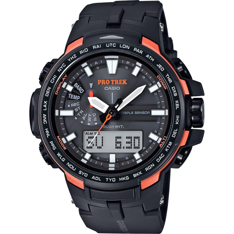 Черный полимерный карбоновый ремешок ремешок Casio 10466812 для часов Casio PRW-6000Y-1A, PRW-6100Y-1E, PRW-S6100Y-1