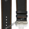 Черный кожаный ремешок Tissot T600028613, 24/22, теленок, оранжевая прострочка, интегрированный, стальная клипса, для часов Tissot Couturier T035.614, T035.627