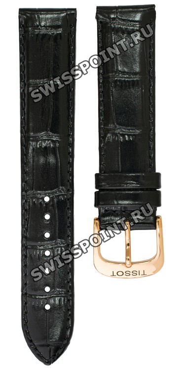 Черный кожаный ремешок Tissot T600033647, теленок, 19/18, розовая пряжка, для часов Tissot Carson T085.407, T085.427