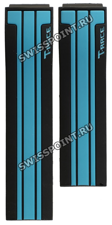 Черно-голубой каучуковый ремешок Tissot T610033435, интегрированный, без замка, для часов Tissot T-Race T048.417, T048.427, T048417A, T048427A