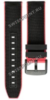 Розовый каучуковый ремешок Tissot T604045724 с черной тканевой накладкой, 22/22, черная пряжка, для часов Tissot T125.617.37.051.00 Supersport Chrono