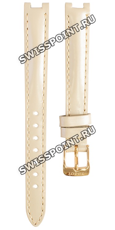 Бежевый кожаный ремешок Tissot T600035462, теленок, 12/10, розовая пряжка, для часов Tissot Glamorous T917.110, T917.310