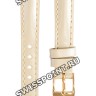 Бежевый кожаный ремешок Tissot T600035462, теленок, 12/10, розовая пряжка, для часов Tissot Glamorous T917.110, T917.310