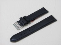 Черный кожаный ремешок из кожи теленка STAILER ORIGINAL 1261-2011 размер (20/18 мм), длина L (120 / 80 мм) с тиснением под кожу теленка