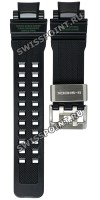 Черный полимерный ремешок Casio 10631597 с зелеными надписями для часов Casio GW-A1100-1A3