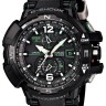 Черный полимерный ремешок Casio 10631597 с зелеными надписями для часов Casio GW-A1100-1A3