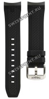 Черный каучуковый ремешок Tissot T603034299, желтая полоса, каучуковый, интегрированный, стальная пряжка, для часов Tissot PRS 516 T079.427.27.057.01