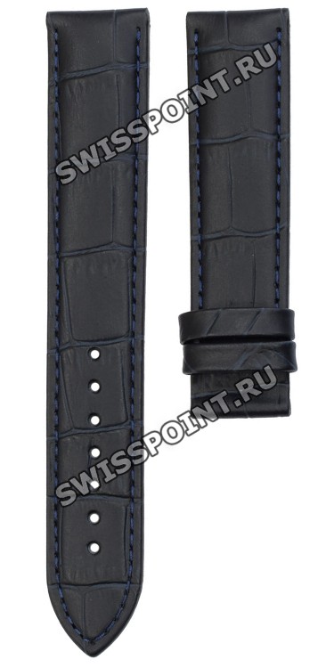 Синий кожаный ремешок Tissot T610032786, 19/18, без замка, для часов Tissot T-Sport PRC 200  T055.410, T055.417, T055.430