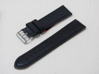 Черный кожаный ремешок из кожи теленка STAILER ORIGINAL 1261-2211 размер (22/20 мм), длина L (120 / 80 мм) с тиснением под кожу теленка