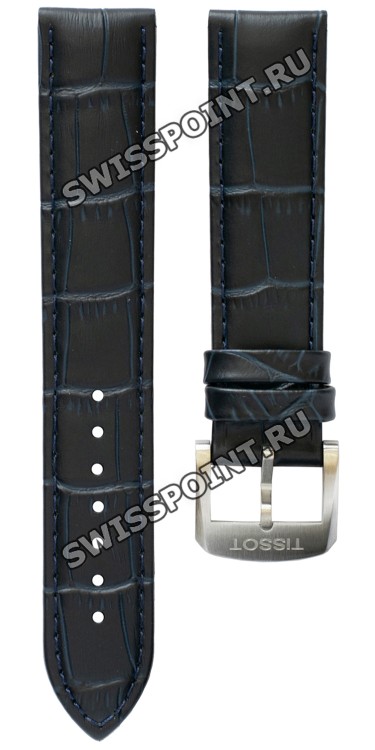 Синий кожаный ремешок Tissot T600035386, теленок, стальная пряжка, 19/18 мм, для часов Tissot Quickster T095.417.16.047.00