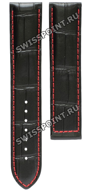 Черный кожаный ремешок Certina C610018590, 21/20, красная прострочка, без замка, для часов Certina DS-2 C024.410