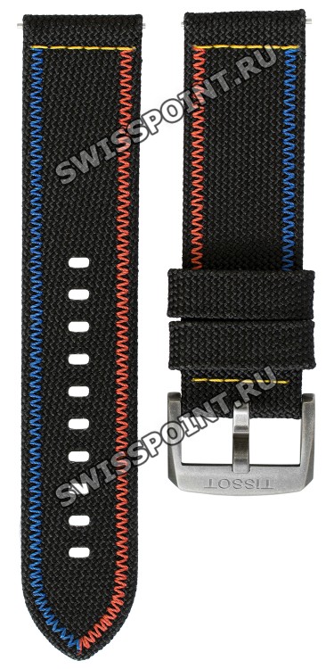 Черный текстильный ремешок Tissot T604046539, 22/22, черная пряжка, для часов Tissot T116.617.37.051.02 Chrono Xl Brooklyn Nets
