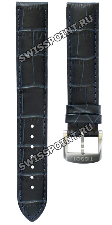Синий кожаный ремешок Tissot T600035412, удлиненный, 19/18 XL, теленок, стальная пряжка, для часов Tissot Quickster T095.417