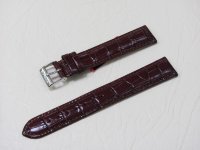 Коричневый кожаный ремешок из кожи теленка STAILER ORIGINAL 1082-1811 размер (16/16 мм), длина L (120 / 80 мм) с тиснением под кожу крокодила
