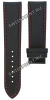 Черный кожаный ремешок Certina C610020328, 22/20 мм, красная прострочка для часов Certina DS-2 C024.618