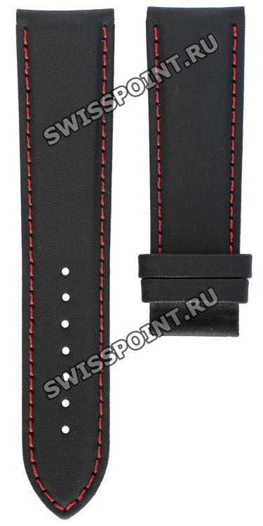 Черный кожаный ремешок Certina C610020328, 22/20 мм, красная прострочка для часов Certina DS-2 C024.618
