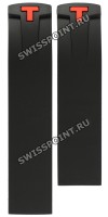 Черный силиконовый ремешок Tissot T610028498, красный логотип "T", без замка, для часов Tissot PRS 330 T036.417.17.057.02