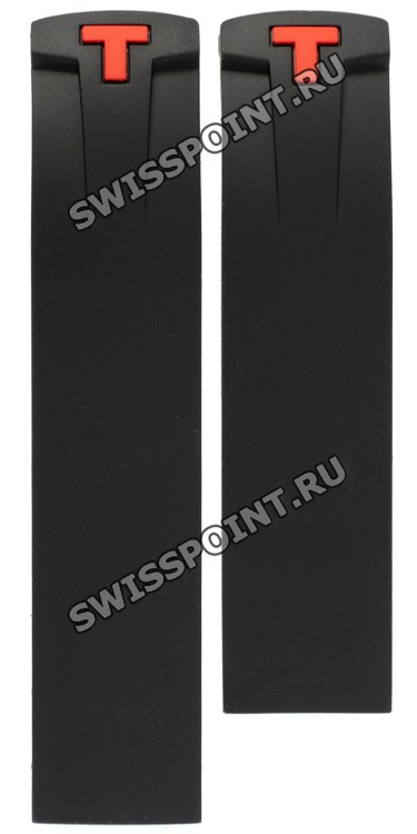Черный силиконовый ремешок Tissot T610028498, красный логотип "T", без замка, для часов Tissot PRS 330 T036.417.17.057.02