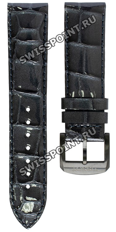 Синий кожаный ремешок Tissot T600036880, теленок, 19/18, черная пряжка, для часов Tissot Quickster T095.410.36.127.00