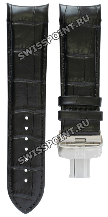 Черный кожаный ремешок Tissot T600028609, 24/22, имитация крокодила, интегрированный, стальная клипса, для часов Tissot Couturier T035.614, T035.627