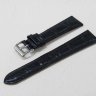 Черный кожаный ремешок из кожи теленка STAILER ORIGINAL 1521A-2001 размер (20/16 мм), длина M (105 / 70 мм) с тиснением под кожу крокодила