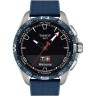 Синий каучуковый ремешок Tissot T604047744 с тканевой накладкой, 23/22, титановая пряжка, для часов Tissot T-Touch T121.420.47.051.06 T-Touch Connect Solar